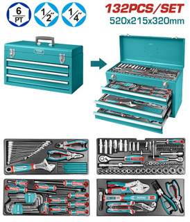 جعبه ابزار صنعتی 132پارچه توتال مدل THPTCS71321